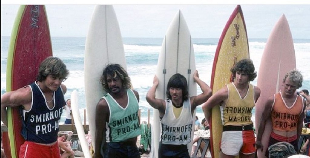 Mark Richards with With Mark Warren, Eddie Aikau, James Jones, and Peter Townend